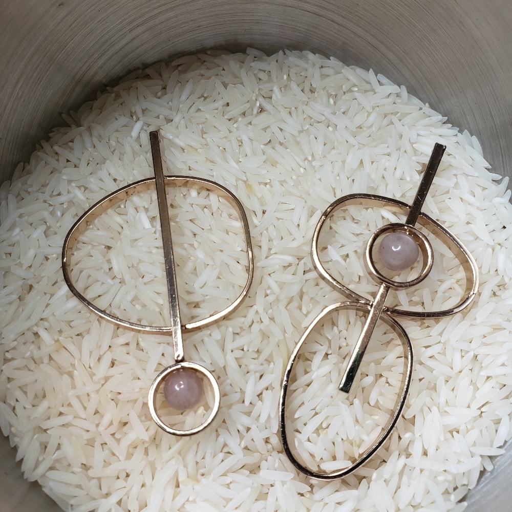 Ultra Modernist Huge Rose Gold Tone Earrings